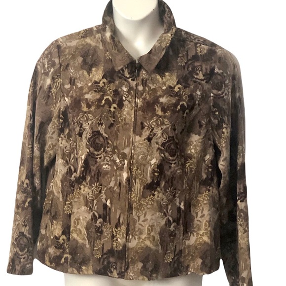 Christopher & Banks Women’s Multi colored browns long sleeve zip up front - Picture 9 of 12